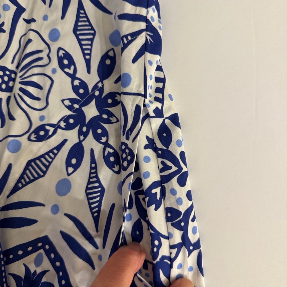HALE BOB Galilea Poplin Blue & White Floral V-Neck Midi Dress Size Large NWT - Picture 11 of 11